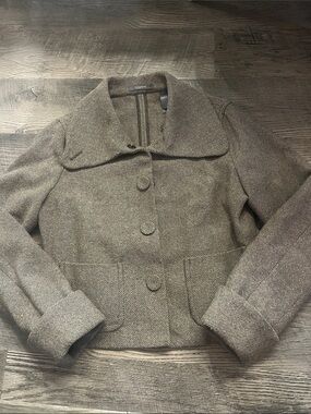 Liz Claiborne Brown Tweed Button-Front Blazer
